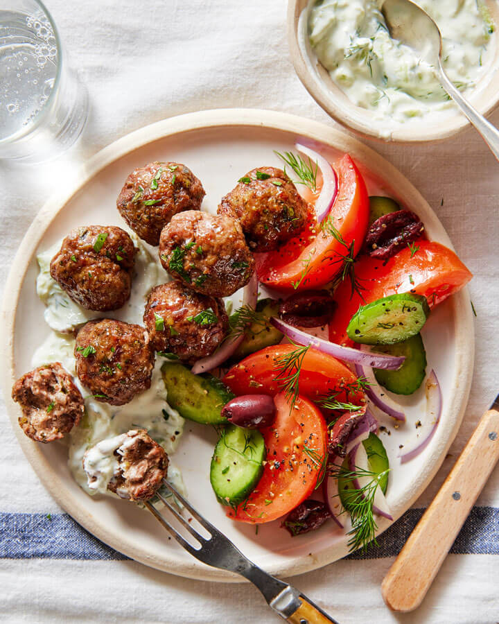 Greek meatballs in Downshiftology Healthy Meal Prep Cookbook