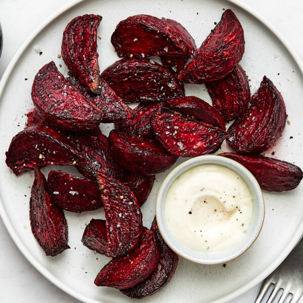 A plate of roasted air fryer beets
