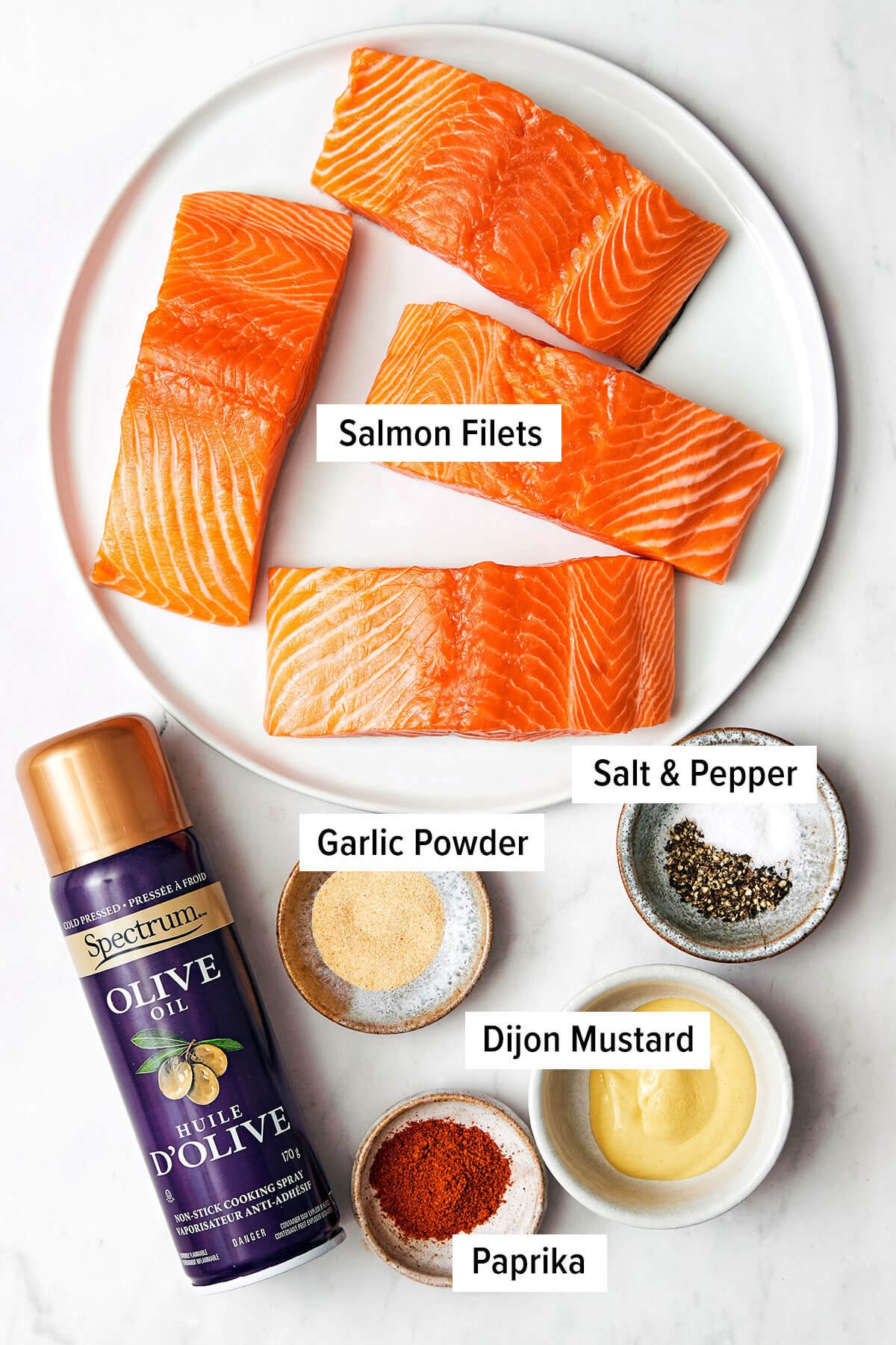 Ingredients for air fryer salmon.