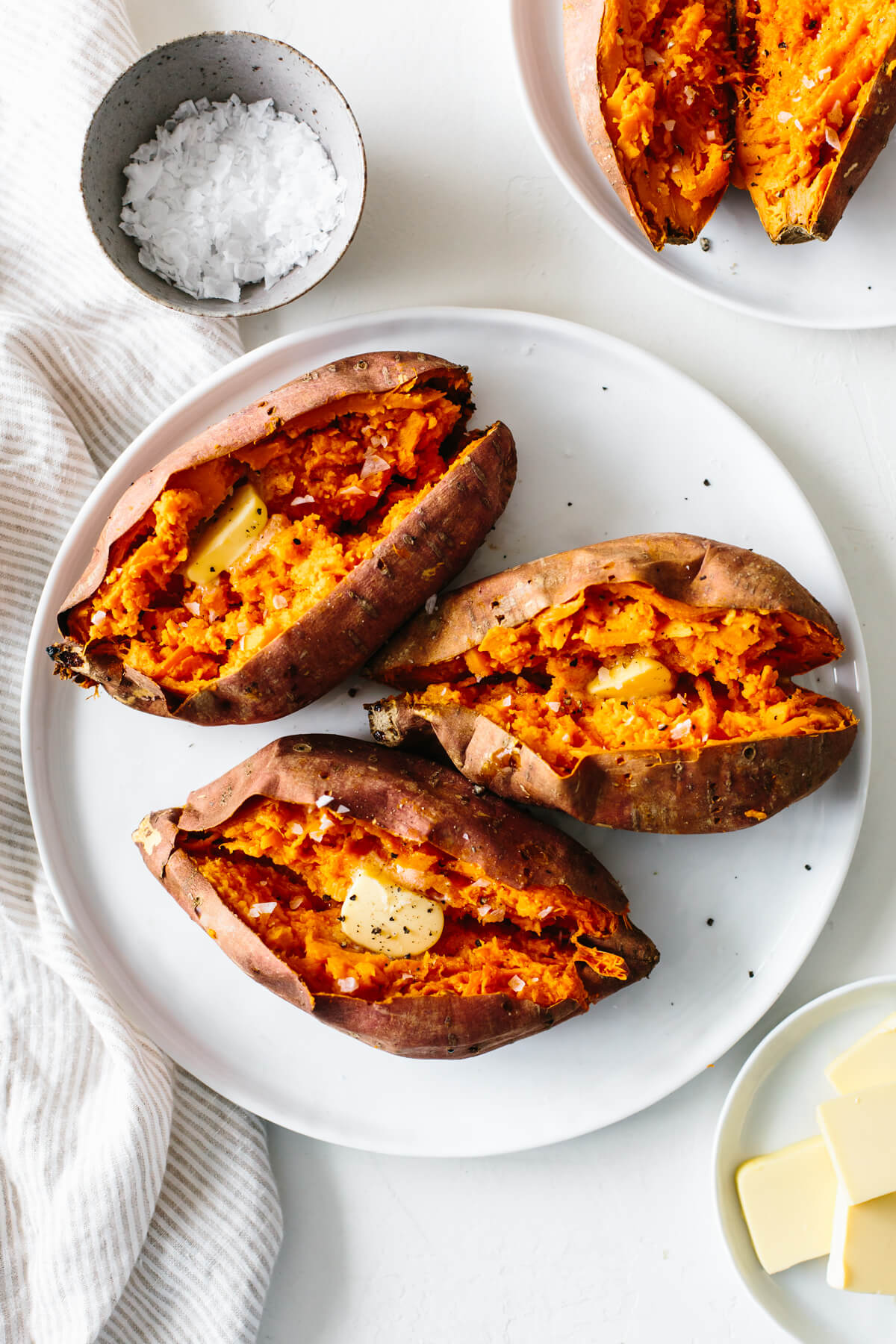 A plate of baked sweet potatoes