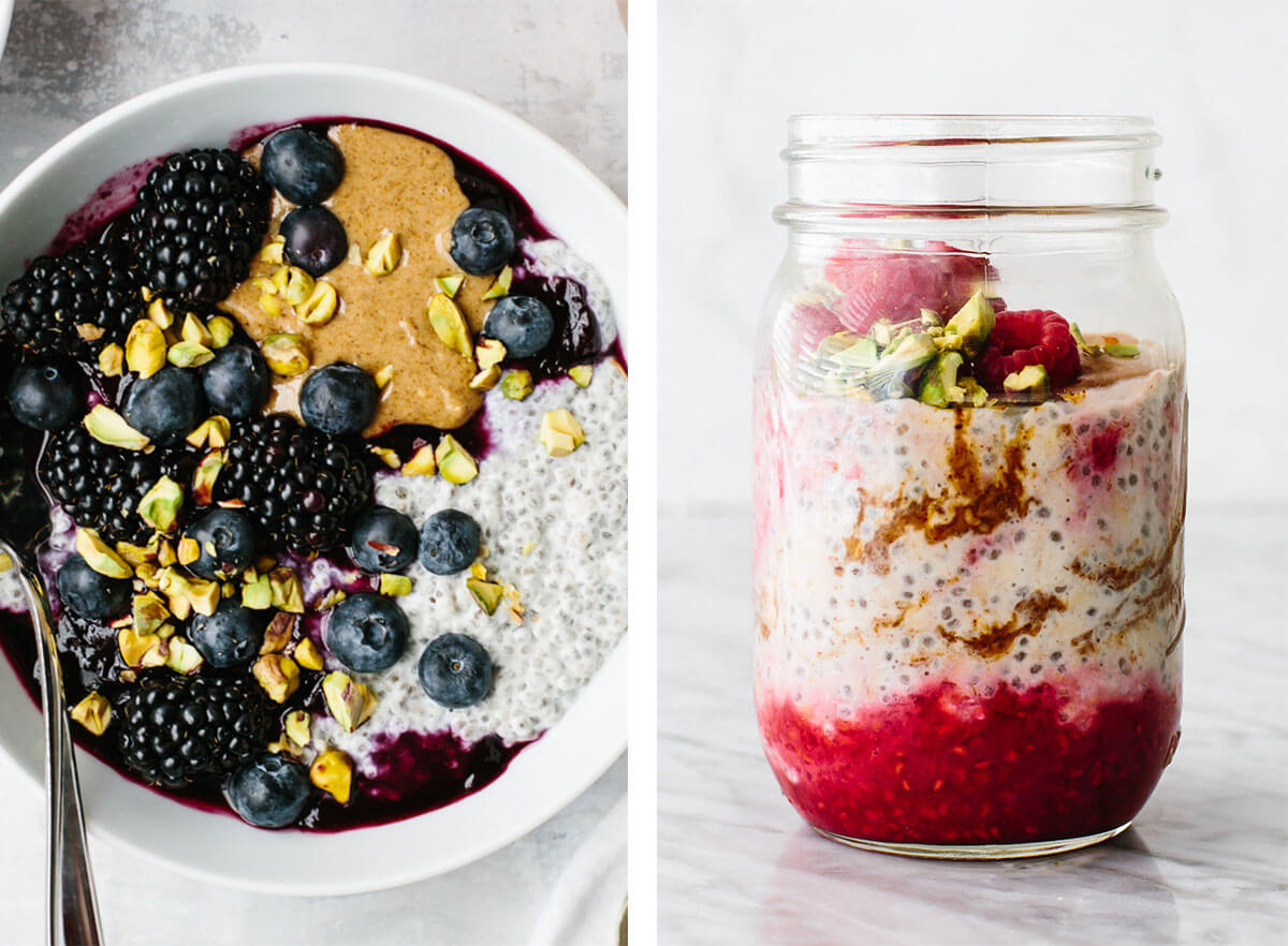 Best breakfast ideas with chia pudding and overnight oats.