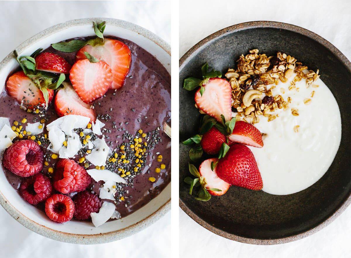 Best breakfast ideas with yogurt and acai bowl.