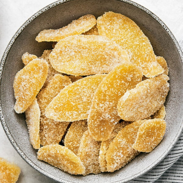 A bowl of crystallized ginger