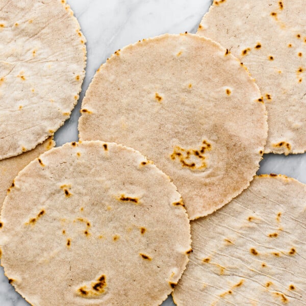 A table filled with cassava flour tortillas