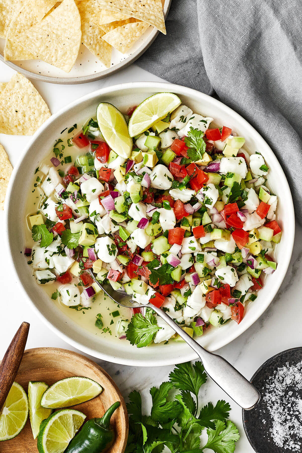 A bowl of ceviche