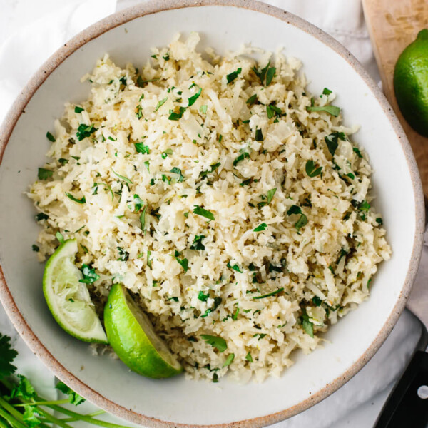 Cilantro lime cauliflower rice in a bowl.