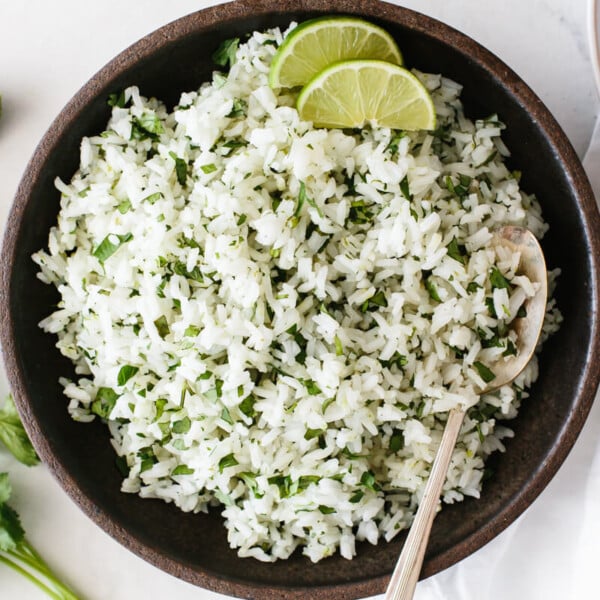 Cilantro lime rice in a bowl.