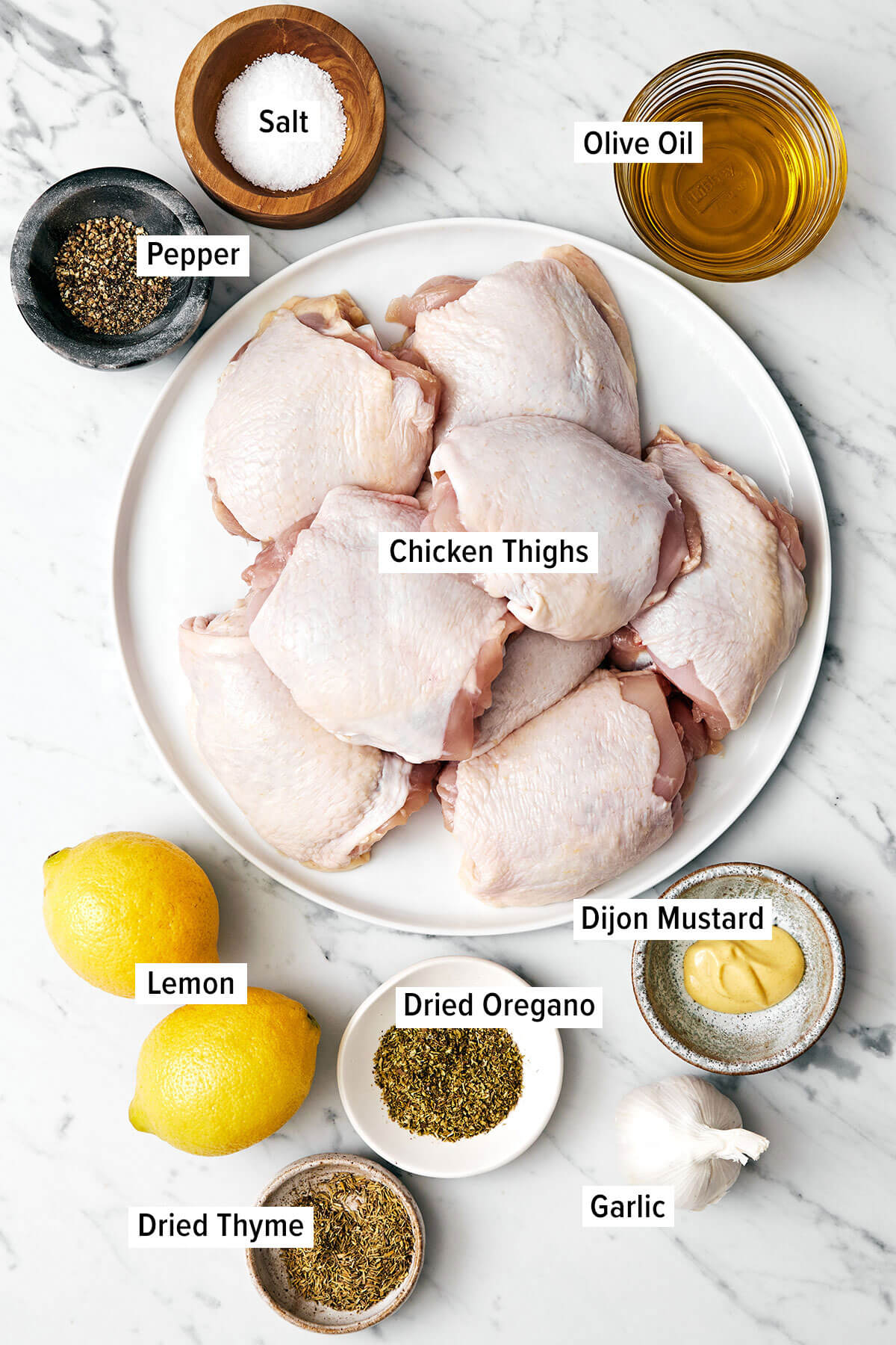 Ingredients for Greek lemon chicken