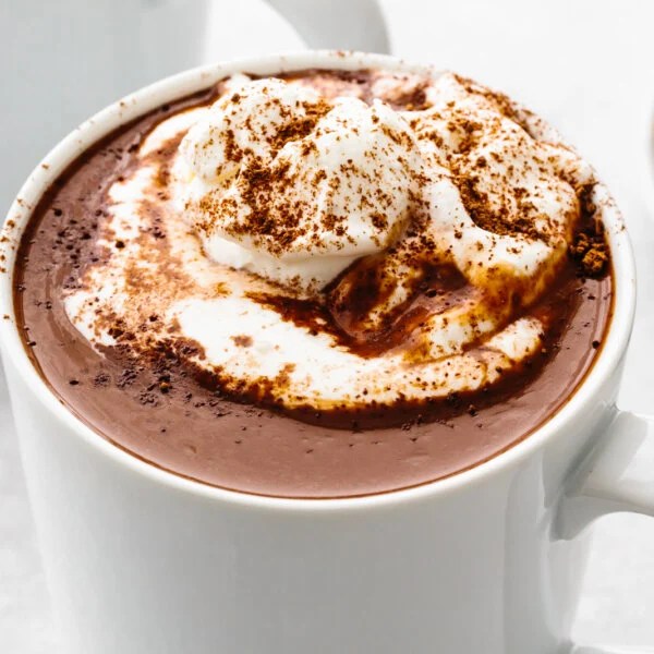 A mug of hot chocolate.
