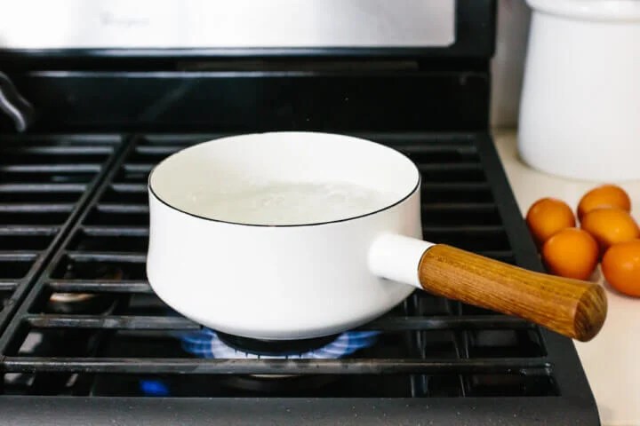 Boiling a pot of water on the stove
