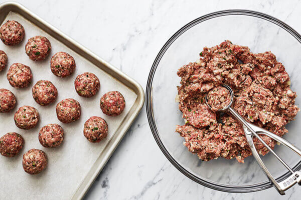 Rolling meatballs with a cookie scoop