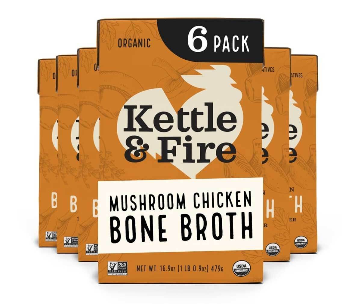 Whole30 Kettle and Fire Mushroom Chicken Bone Broth.