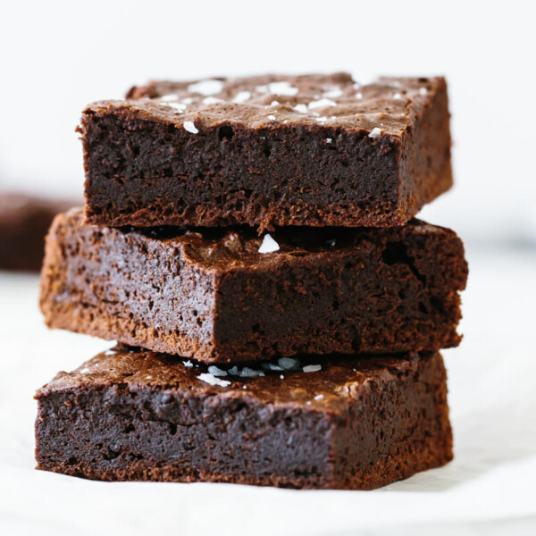 A stack of paleo brownies.
