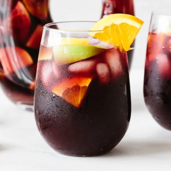 Red sangria in glasses.