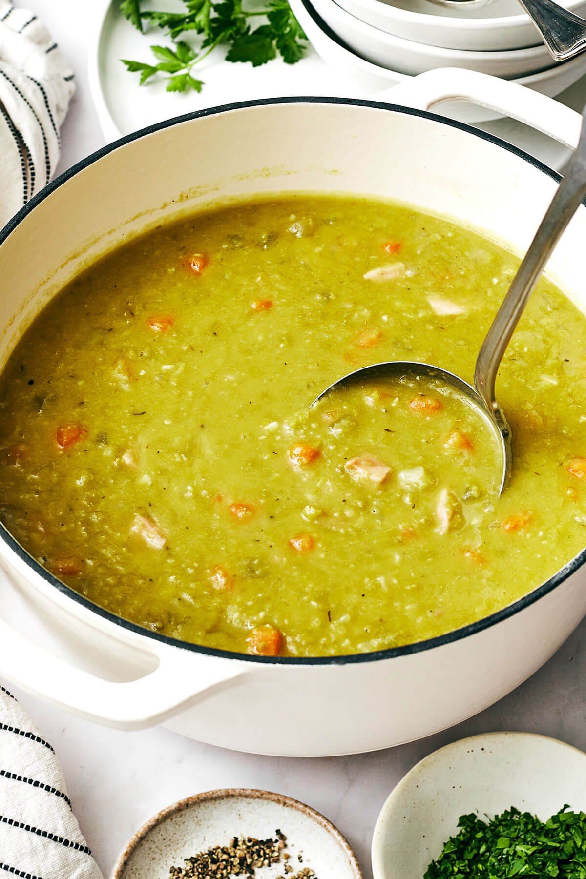 A big pot of split pea soup