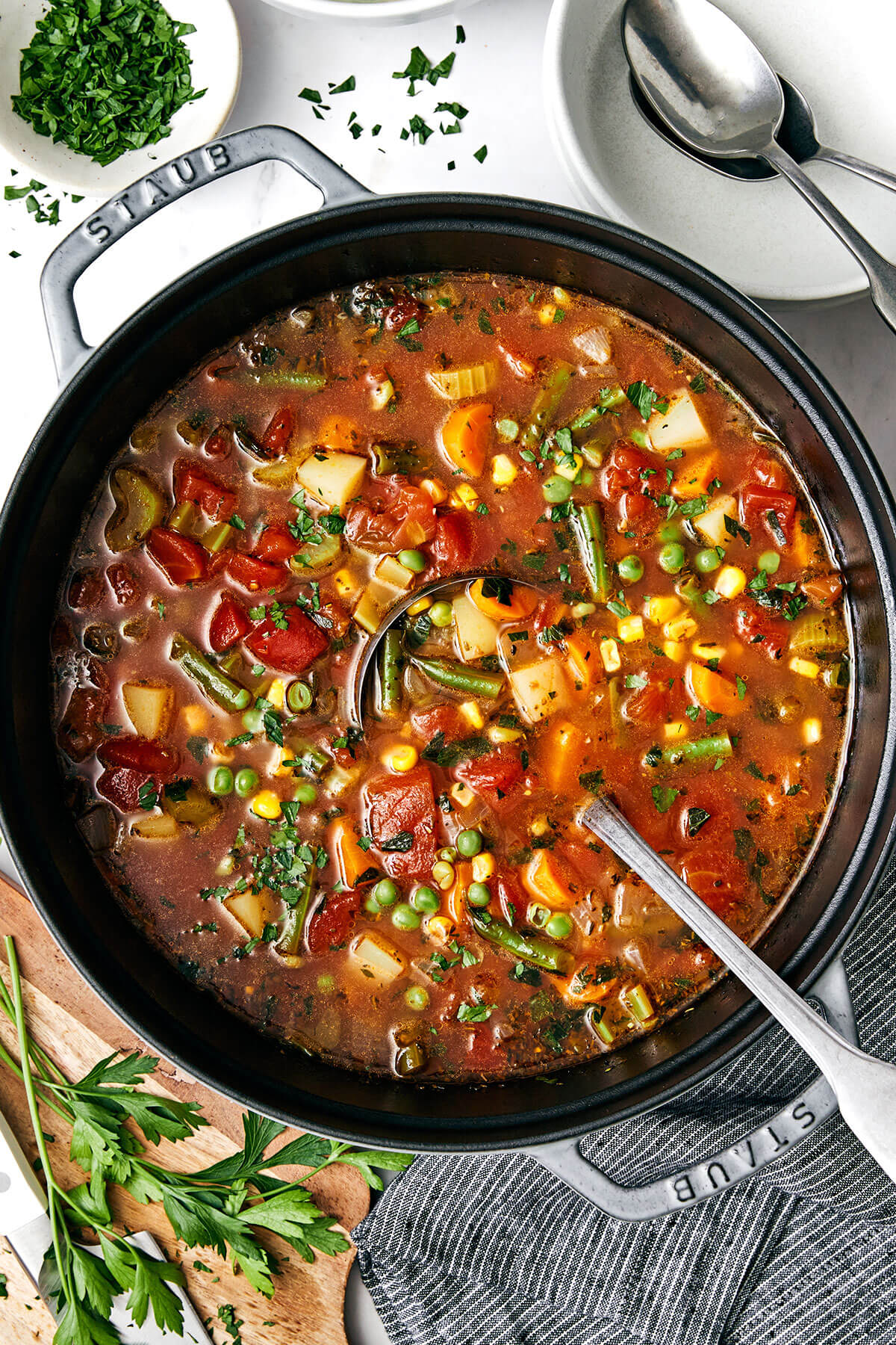 A big pot of vegetable soup