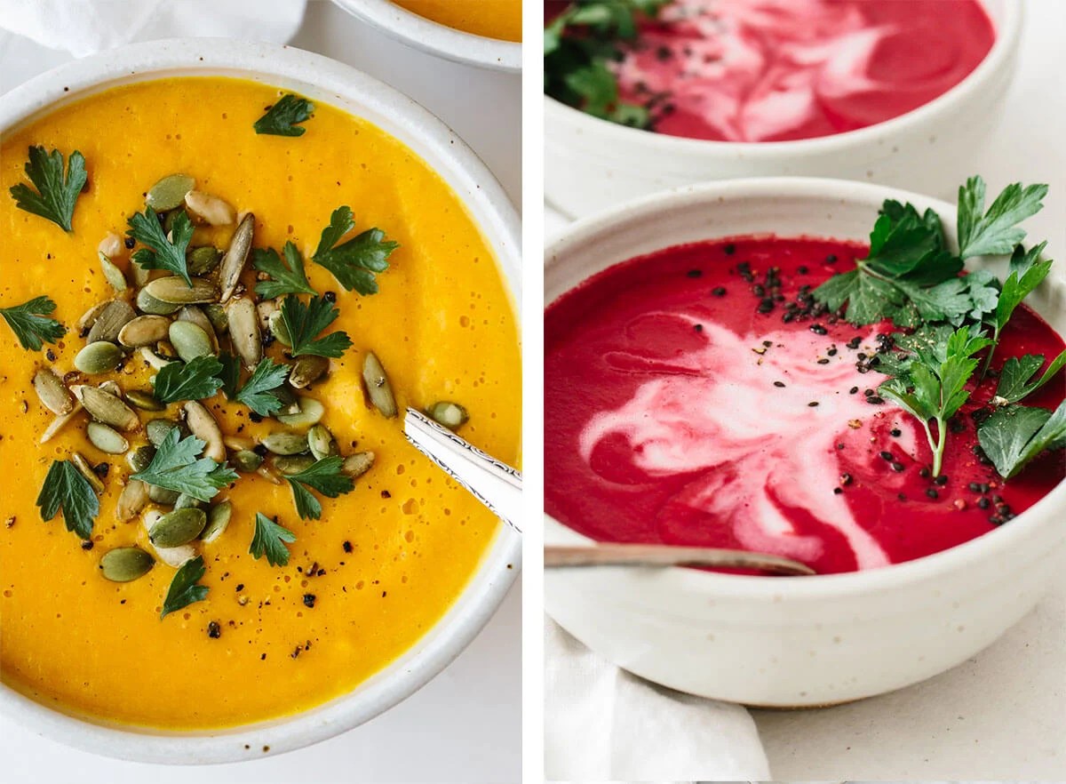 Vegetarian recipes with vegetable soups.
